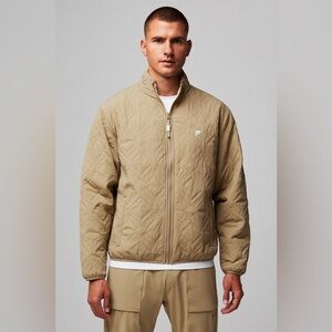 Fabletics Switch Loft Quilted Full Zip Reversible‎ Jacket Tan Brown Size Large